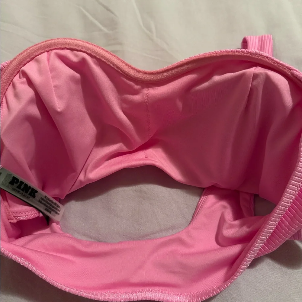 Pink Ribbed Women's Bikini Top - Picture 3 of 3